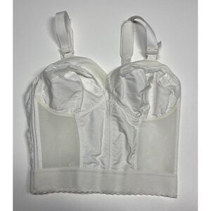 Vintage Sears 15099 Corset Bra Unlined Wire‎ Free Cups Womens 36D White Longline